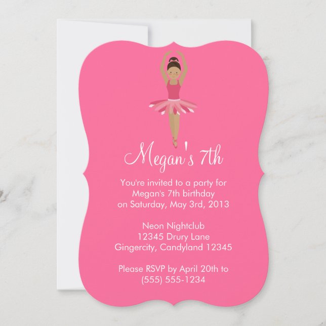 Pink Ballet Birthday Invitation (Front)