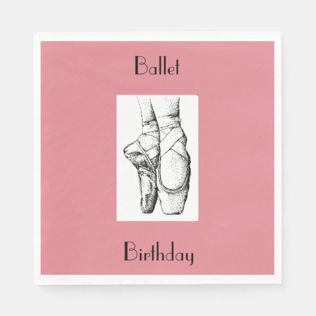 Pink Ballet Birthday Paper Napkins (Front)
