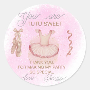 Pink Ballet birthday thank you favour Classic Round Sticker