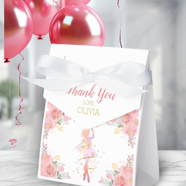 Pink Ballet Dancer Personalised Thank You Favour Box (Pink Ballet Dancer Personalized Thank You Favor Boxes)