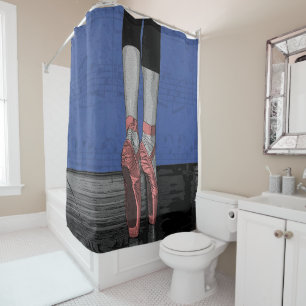 Pink Ballet Dancer Shoes Shower Curtain