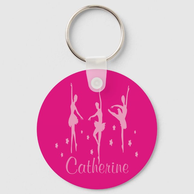 Pink Ballet Dancers Key Chain Dancer Gift (Front)