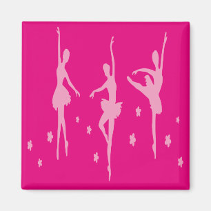 Pink Ballet Dancers Magnet Dance Gift