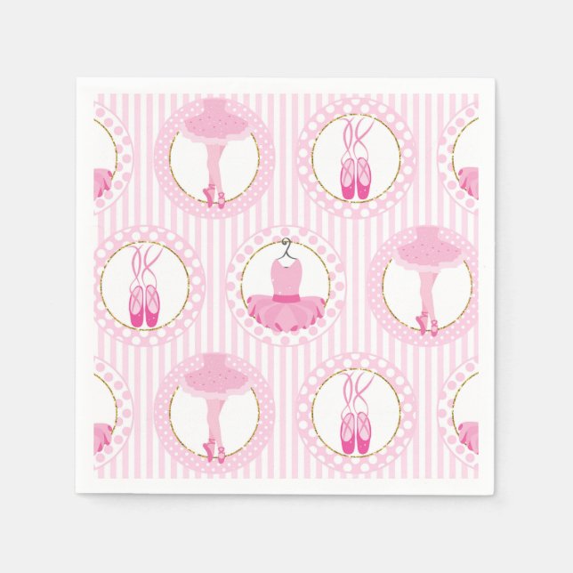 Pink Ballet Dancing - Ballerina Tutu Dancer Napkin (Front)