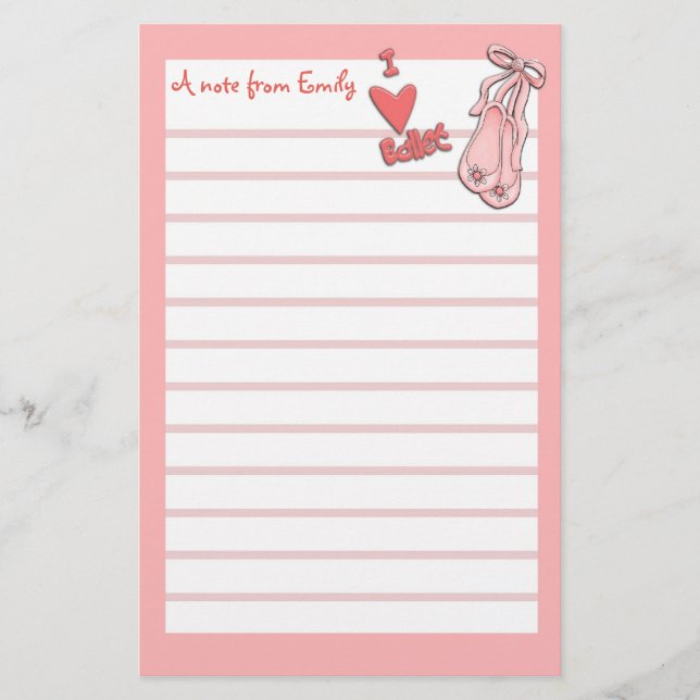Pink Ballet Note Paper (Front)