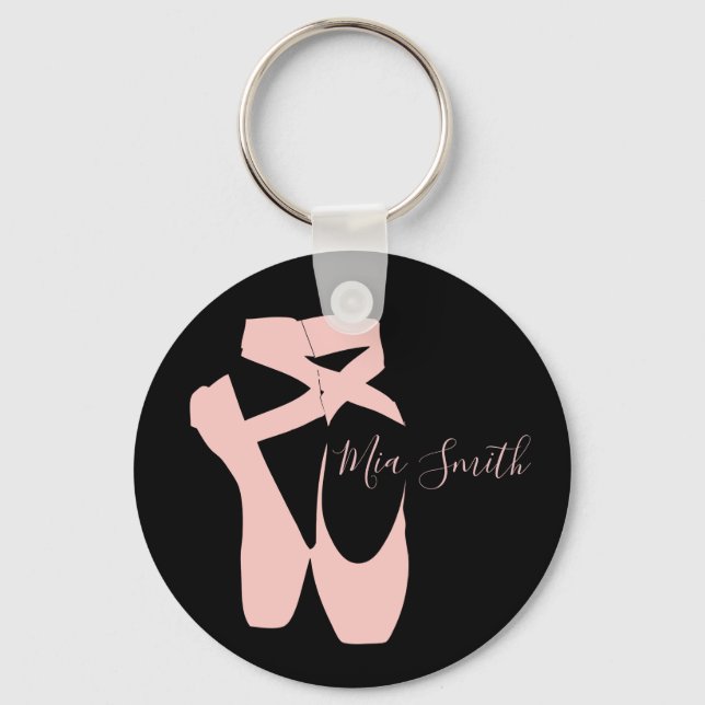 Pink ballet pointe shoes key ring (Front)