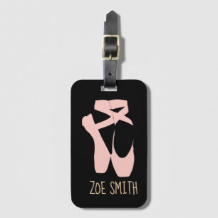 Pink ballet pointe shoes luggage tag