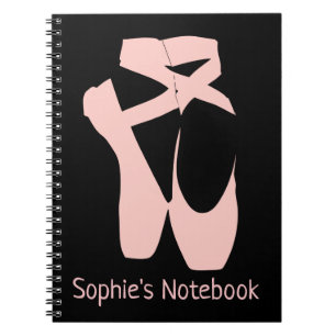 Pink ballet pointe shoes notebook