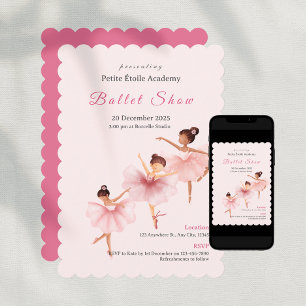 Pink Ballet School Kids Dance Show  Invitation