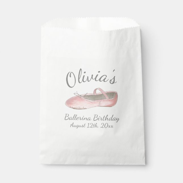 Pink Ballet Shoe Ballerina Birthday Party Dance Favour Bags (Front)