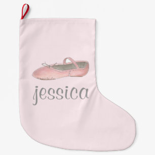 PInk Ballet Shoe Dance Personalised Ballerina Large Christmas Stocking
