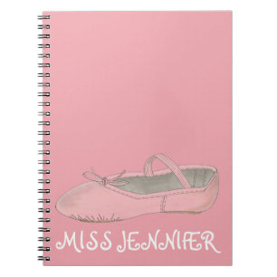 Pink Ballet Shoe Dance Teacher Gift Notebook