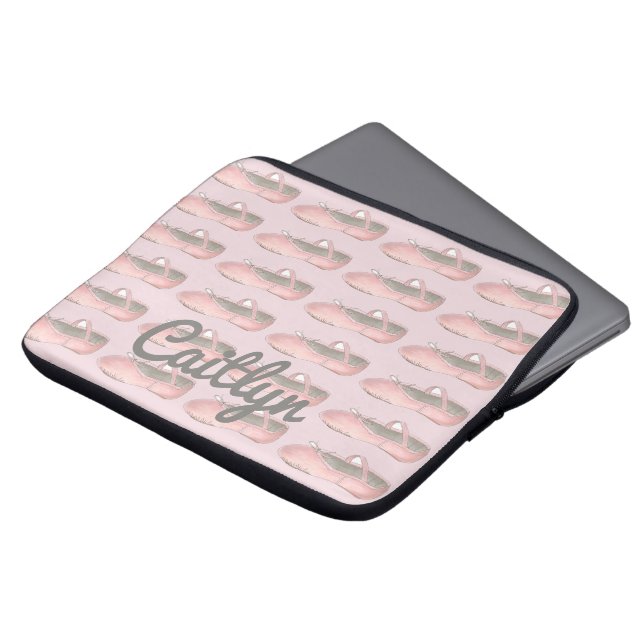 Pink Ballet Shoe Personalised Dance Teacher Dancer Laptop Sleeve (Front Top)