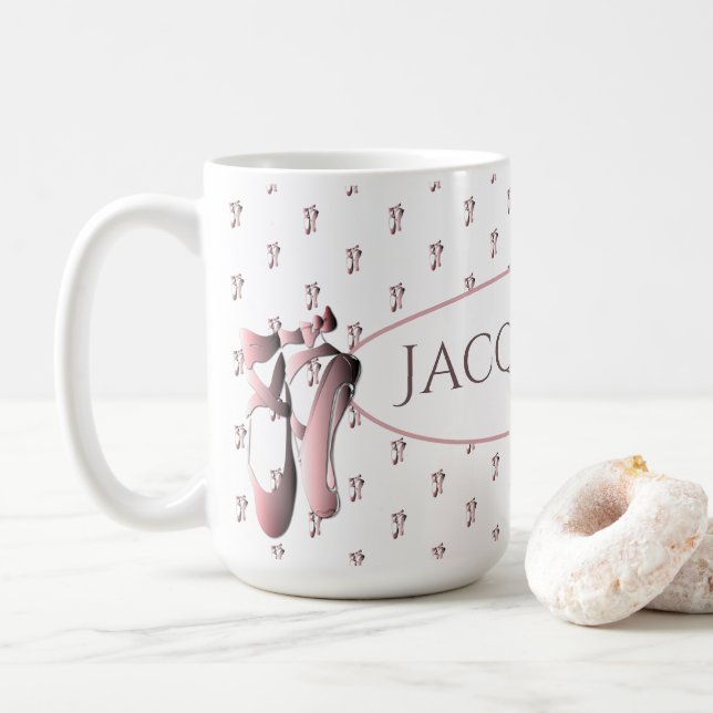 Pink Ballet Shoe Repeat  Coffee Mug (With Donut)