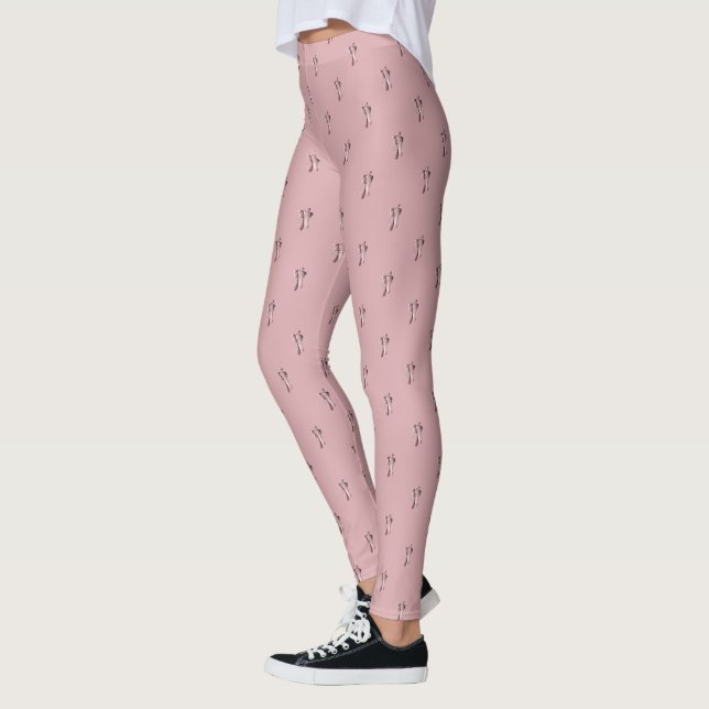 Pink Ballet Shoe Repeat  Leggings (Left)