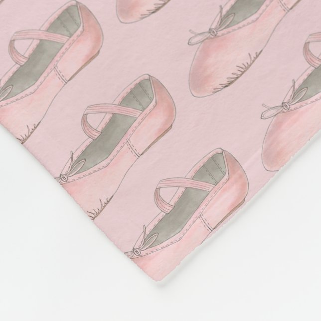 Pink Ballet Shoe Slipper Ballerina Dance Teacher Fleece Blanket (Corner)