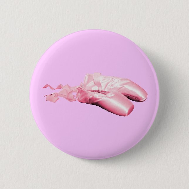 Pink Ballet Shoes 6 Cm Round Badge (Front)
