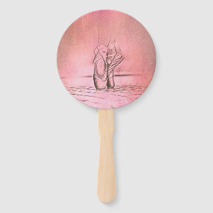 Pink Ballet Shoes Ballerina Hand Fan