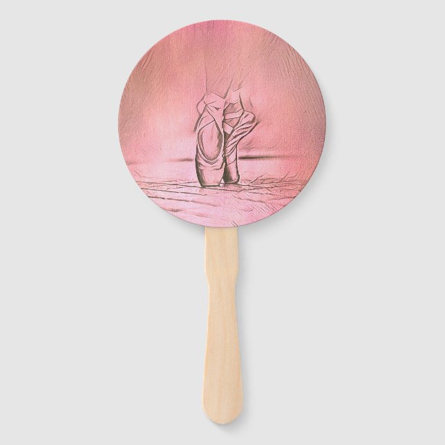 Pink Ballet Shoes Ballerina Hand Fan (Front)