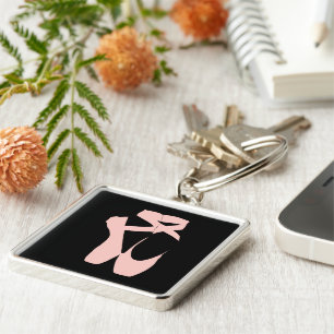 Pink ballet shoes ballet dancer key ring