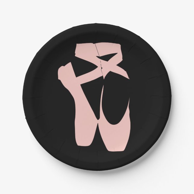 Pink ballet shoes ballet dancer paper plate (Front)