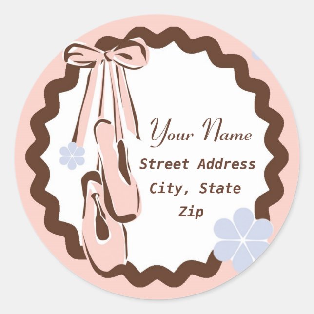 Pink Ballet Shoes Classic Round Sticker (Front)