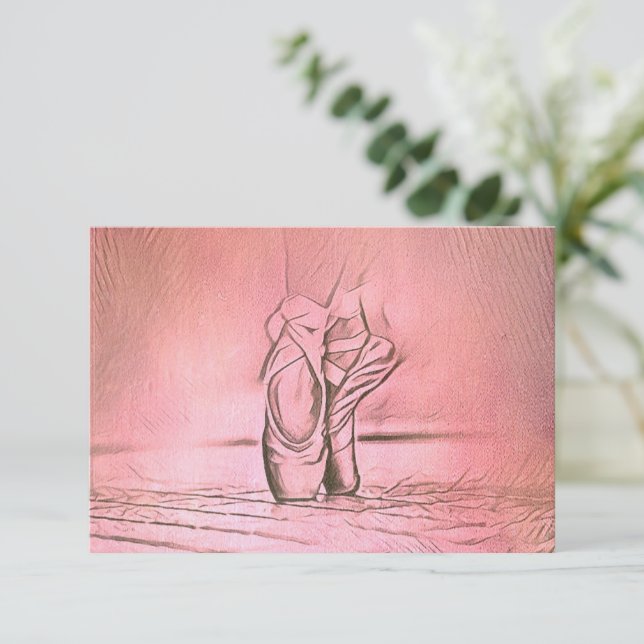 Pink Ballet Shoes Elegant Dancer Card (Standing Front)
