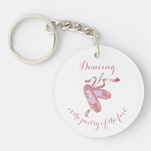 Pink Ballet Shoes Keychain with Quote
