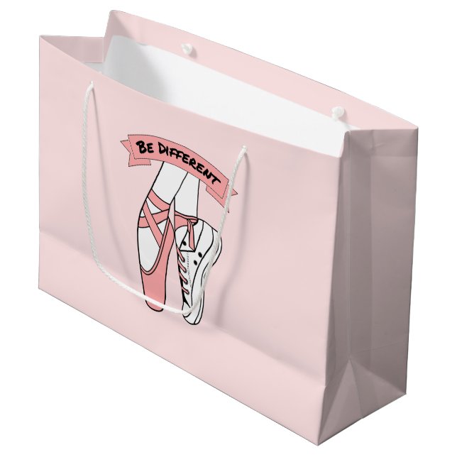 Pink Ballet Shoes Large Gift Bag (Front Angled)