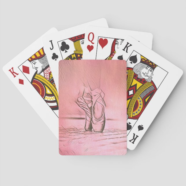 Pink Ballet Shoes on Pointe Dancing Girl Playing Cards (Back)