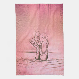 Pink Ballet Shoes on Pointe Tea Towel