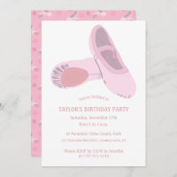 Pink Ballet Shoes on White Custom Birthday Party