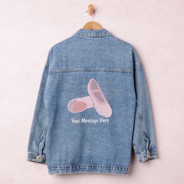 Pink Ballet Shoes Personalised Message Denim Jacket (Hangar)