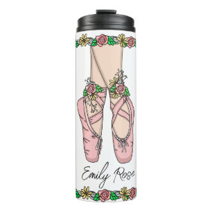Pink Ballet Shoes Personalised Thermal Tumbler