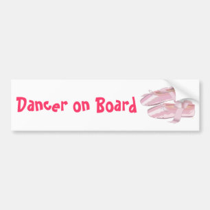 Pink Ballet Shoes Slippers Dancer on Board Bumper Sticker