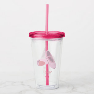 Pink Ballet Shoes with Name Personalised Acrylic Tumbler