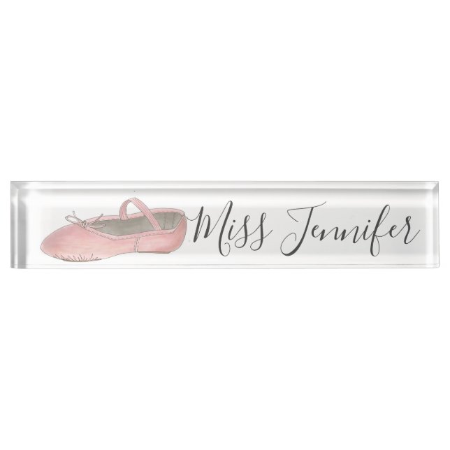 Pink Ballet Slipper Dance Teacher Instructor Nameplate (Front)