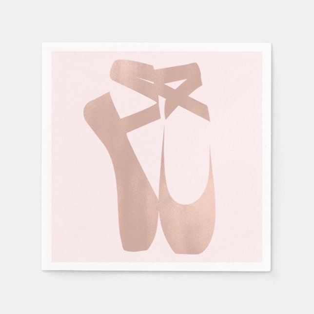 Pink Ballet Slippers Ballerina Birthday Party Napkin (Front)