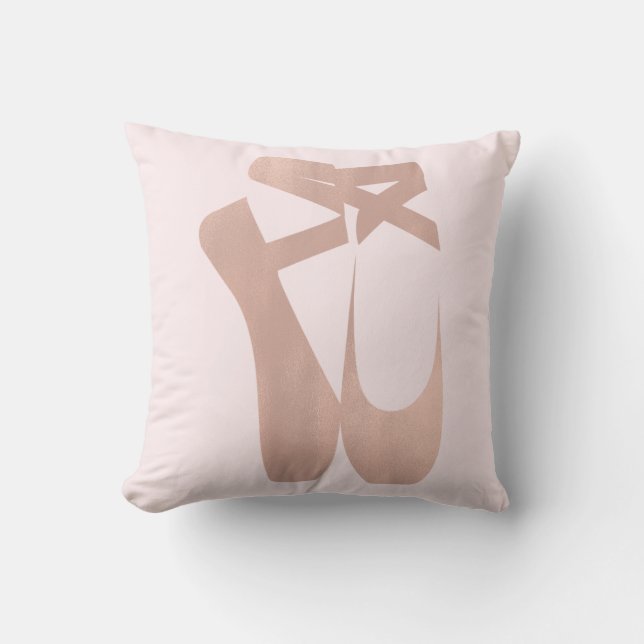 Pink Ballet Slippers Ballerina Rose Gold Bedroom Cushion (Front)