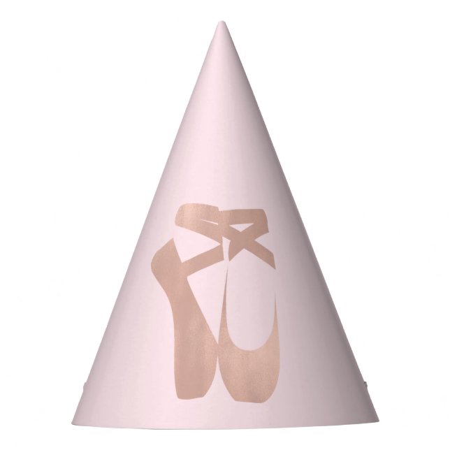 Pink Ballet Slippers Ballerina Rose Gold Party Hat (Front)