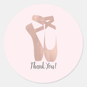 Pink Ballet Slippers Ballerina Rose Party Favour Classic Round Sticker