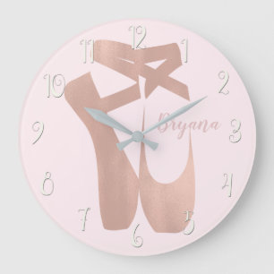 Pink Ballet Slippers Ballerina Rose Personalised Large Clock