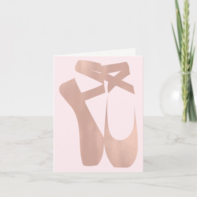 Pink Ballet Slippers Ballerina Rose Thank You Card (Front)