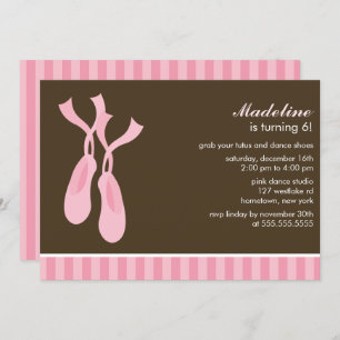 Pink Ballet Slippers Girls Birthday Invitation