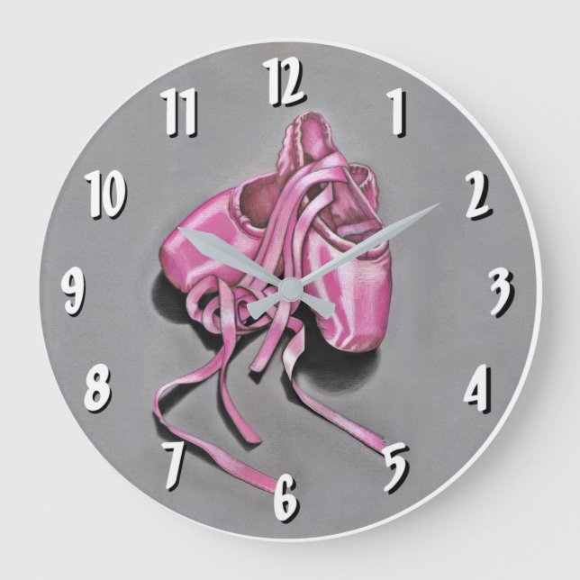 Pink Ballet Slippers  Large Clock (Front)