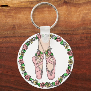 Pink Ballet Slippers Personalised Ballerina Key Ring