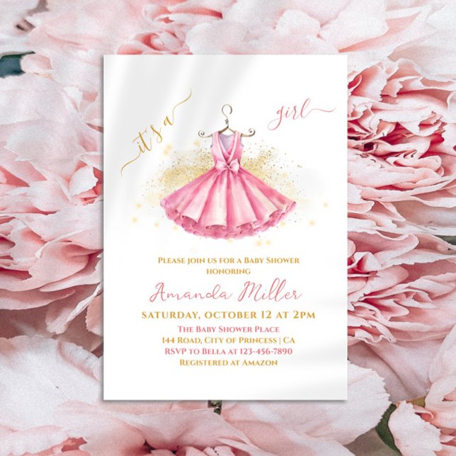 Pink Ballet Suit Delicate Baby Girl Shower Invitation (Creator Uploaded)