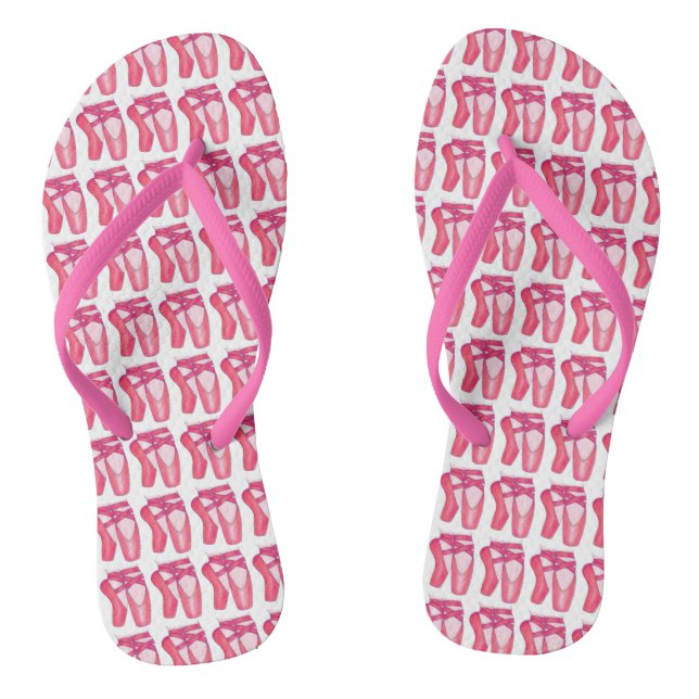 Pink Ballet Toe Shoes Ballerina Dance Flip Flops (Footbed)