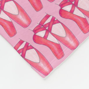 Pink Ballet Toe Shoes Dance Teacher Ballerina Fleece Blanket