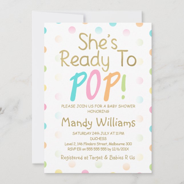 Pink Ballon Ready To Pop Baby Shower Invitation (Front)